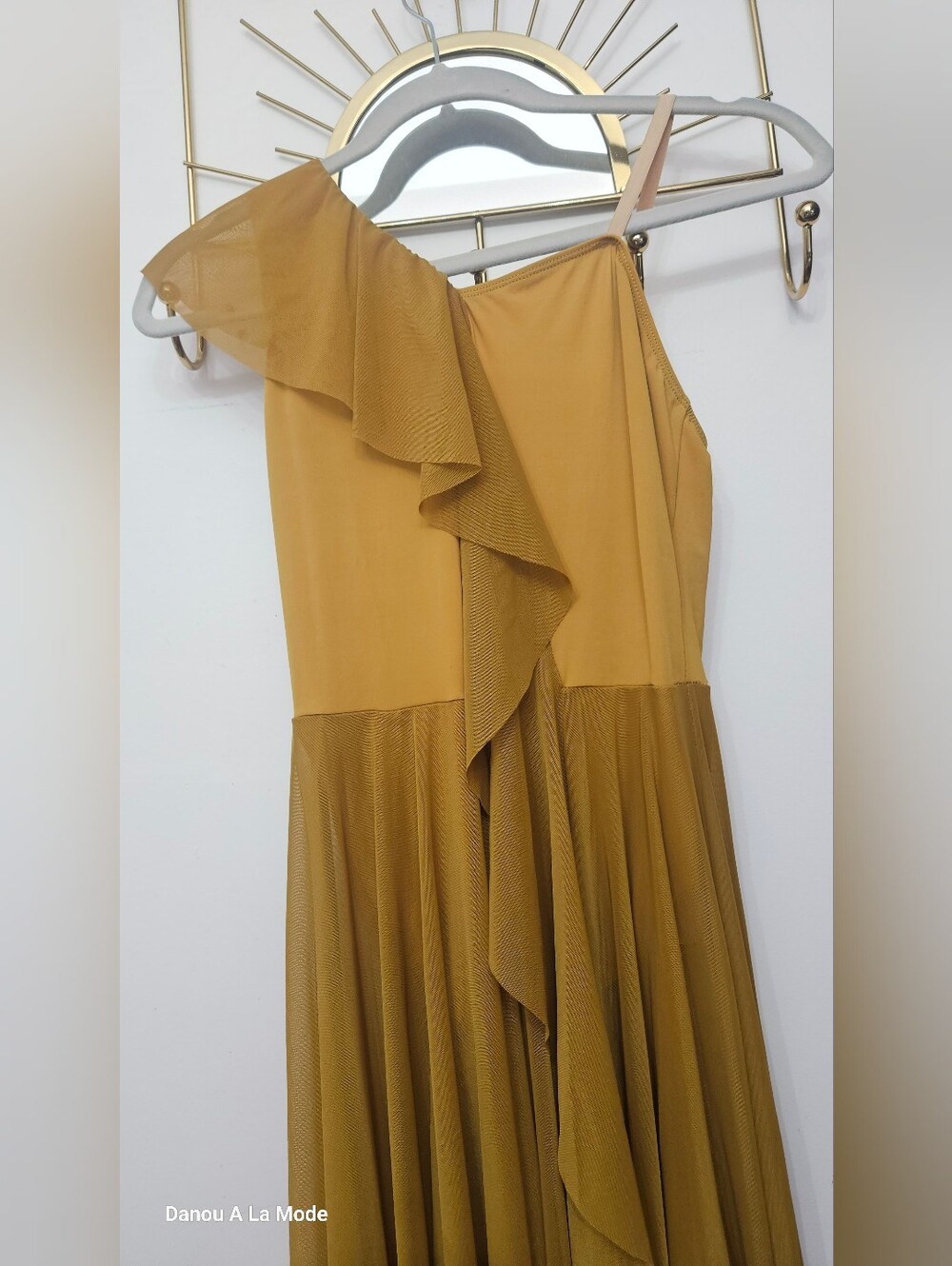 RevolutIon DANCE COSTUME Mustard One-Shoulder Ruffle Dress